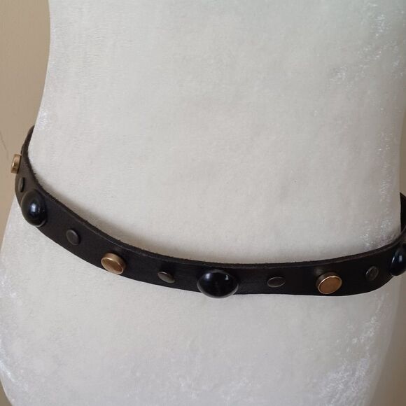 Panache Genuine Leather Belt NWT Womens Black Studded Boho Artsy Coastal Cowgirl - Picture 4 of 8